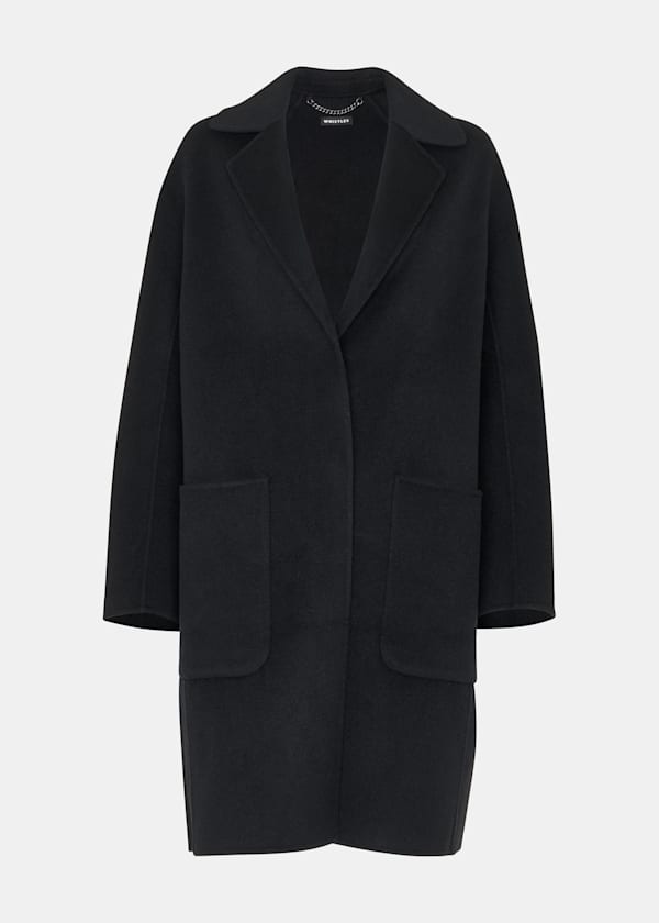 Black Cassie Double Face Pocket Coat