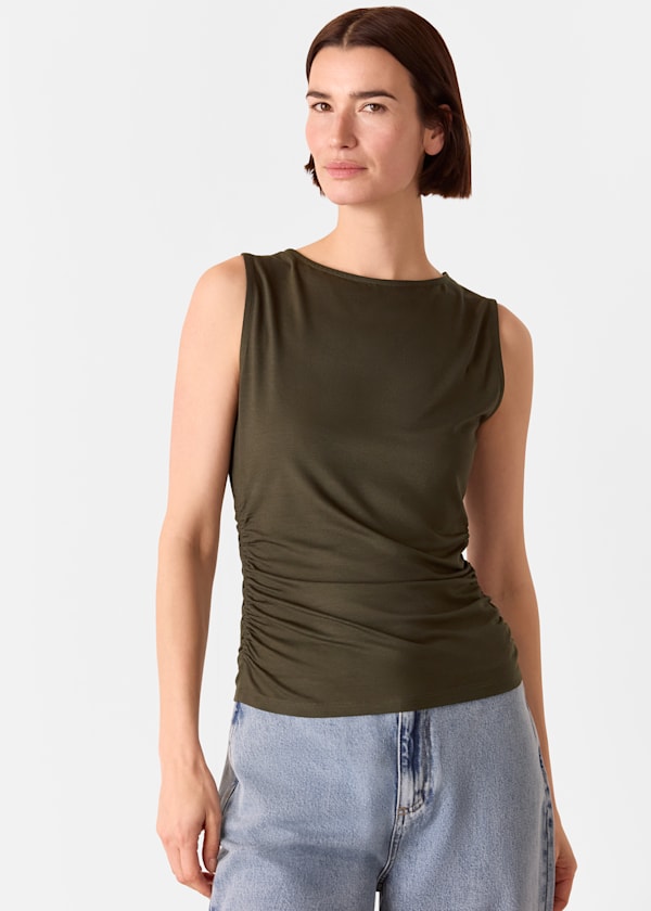 Gathered Side Detail Top Outfit