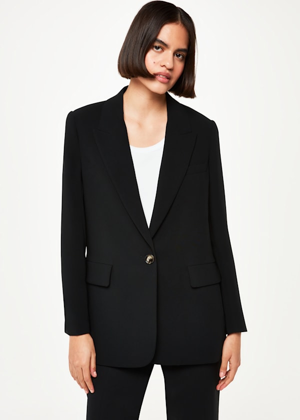 Black Crepe Boyfriend Blazer