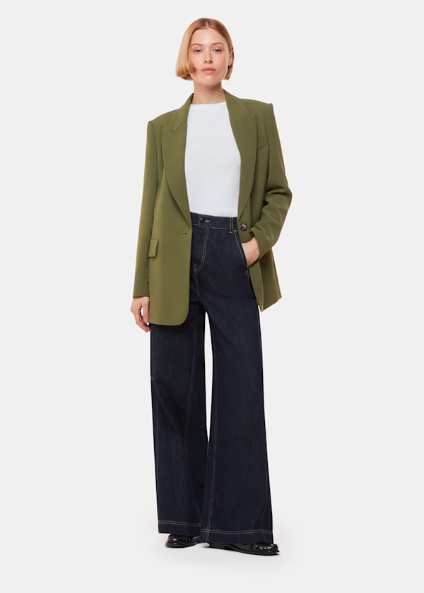 Khaki Crepe Boyfriend Blazer