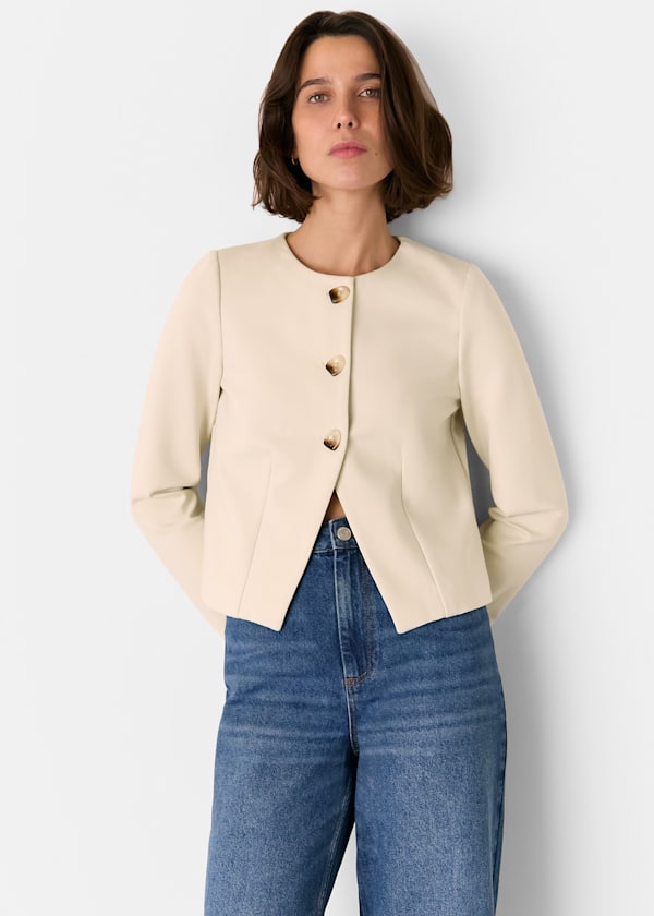 Ivory Anne Ponte Button Jacket