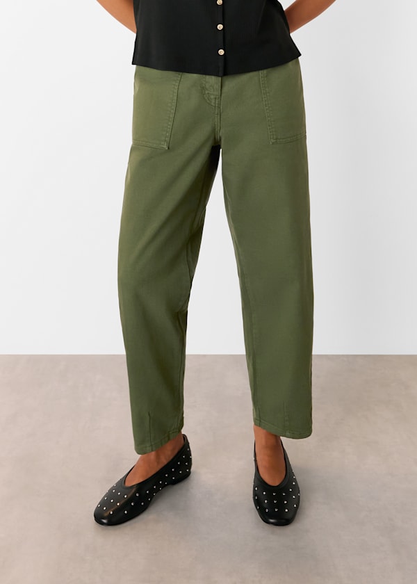Khaki Petite Tessa Casual Trouser