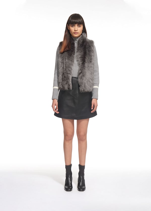 Grey Short Sheepskin Gilet