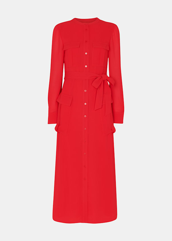 Red Nia Pocket Detail Shirt Dress