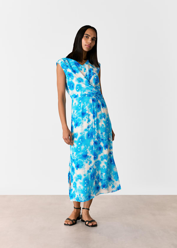 Blue Sprayed Flowers Daina Dress