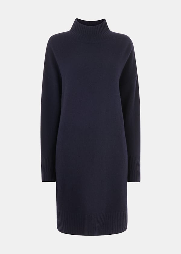 Navy Amelia Wool Knitted Dress