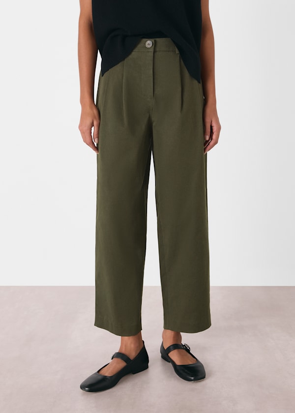 Khaki Bethany Barrel Leg Trouser