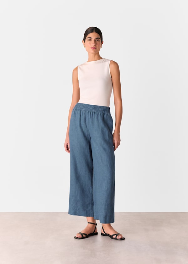 Blue Linen Pocket Trouser