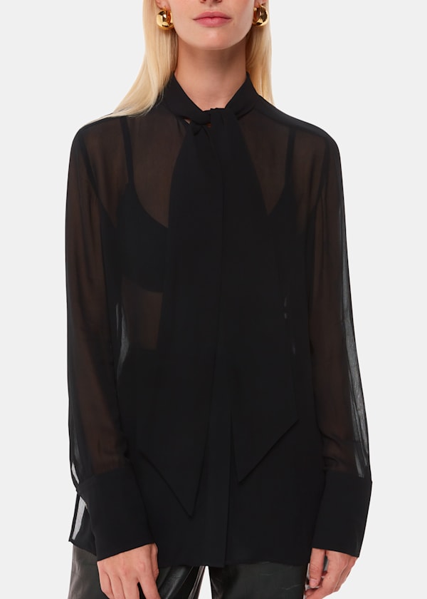 Black Amy Tie Detail Blouse