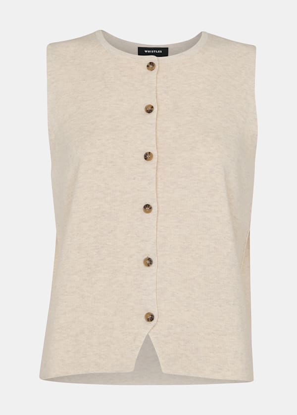 Oatmeal Lucy Button Front Knit Tank