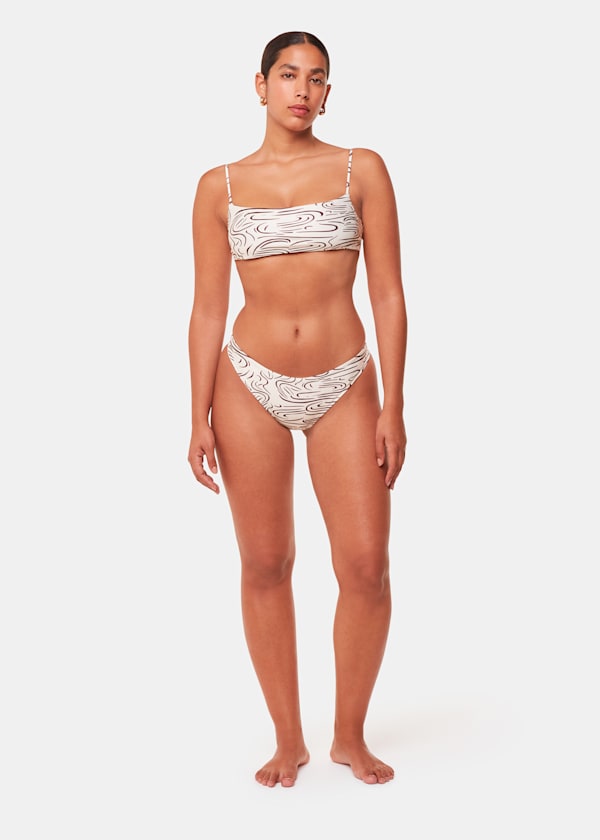 Cream The Longing Wave Print Bikini Brief
