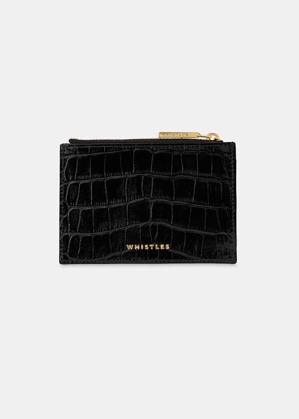 Black Shiny Croc Coin Purse