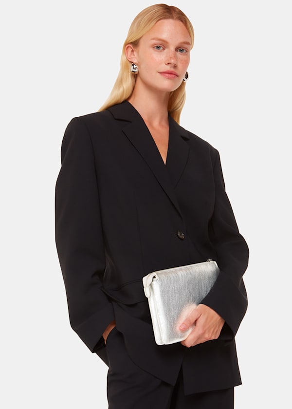 Silver Elita Double Pouch Clutch