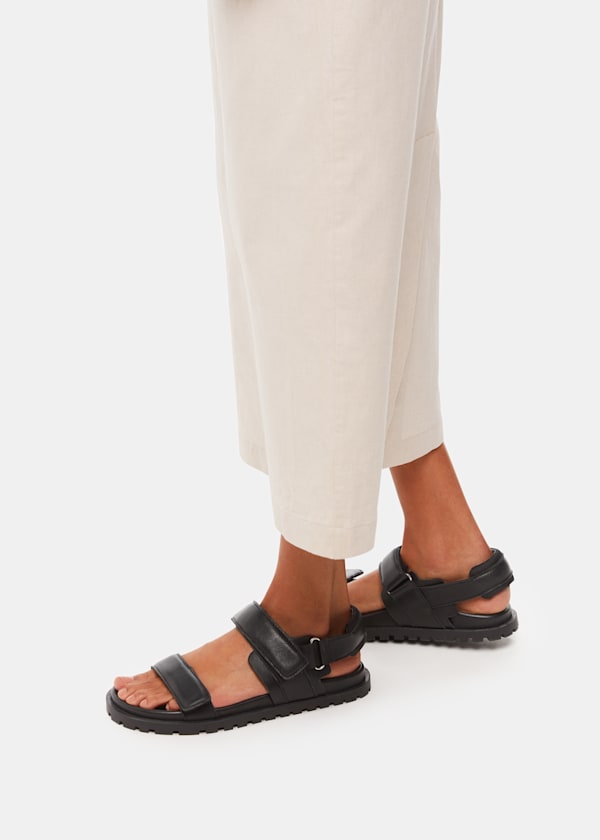 Black Ria Sporty Velcro Sandal