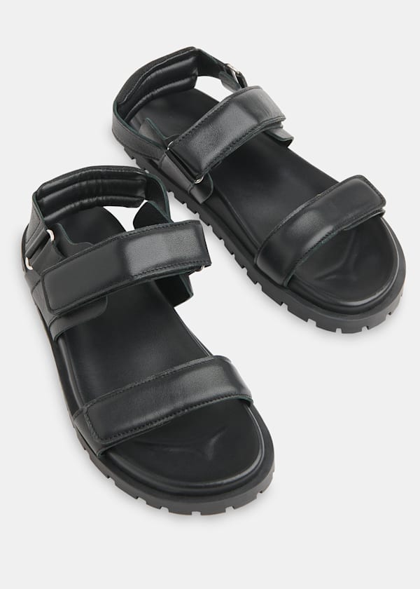 Black Ria Sporty Velcro Sandal