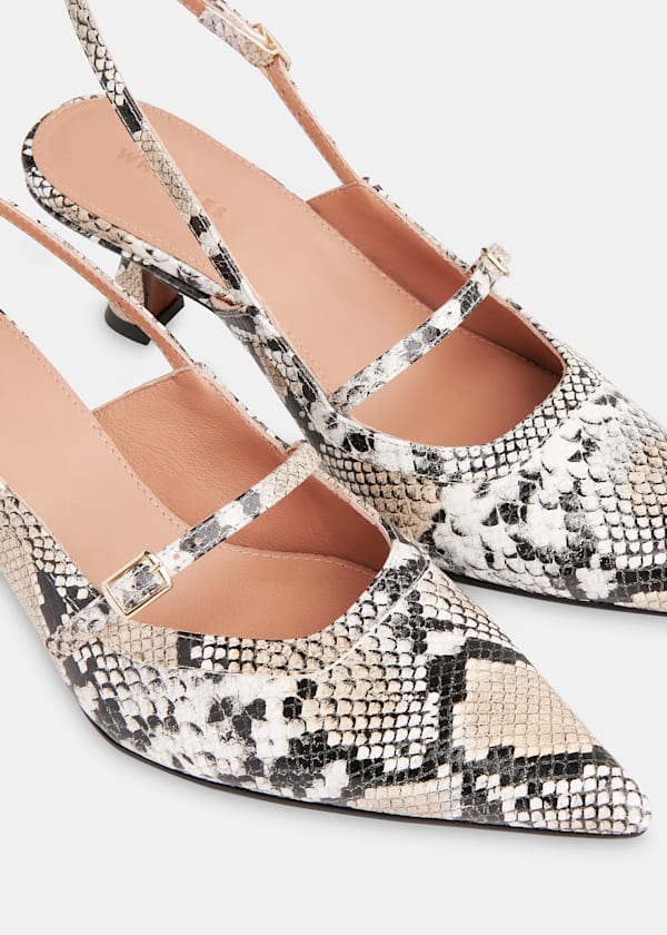 Black Nila Snake Slingback Heel