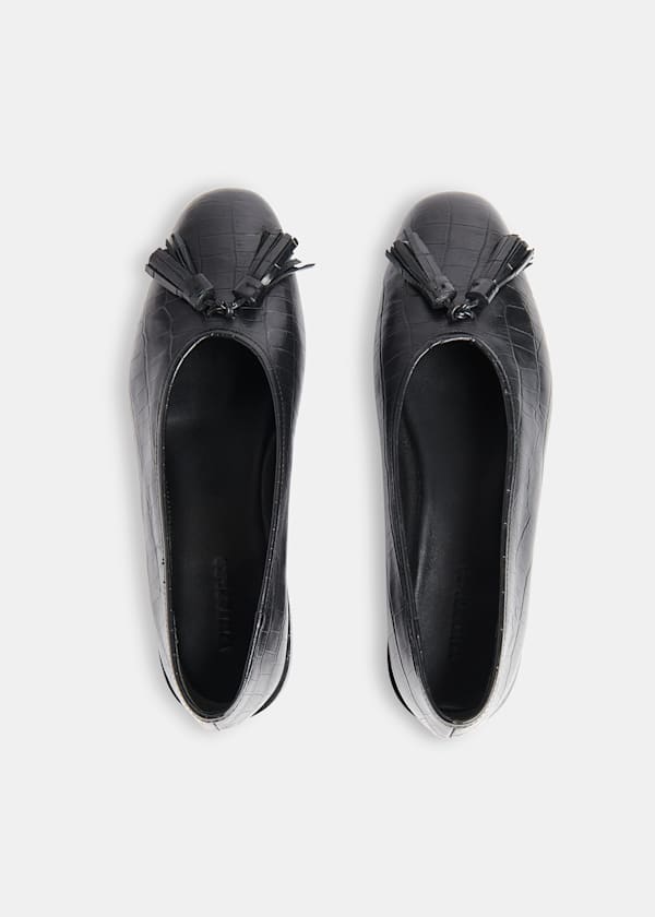 Black Cilou Tassel Croc Ballet Pump