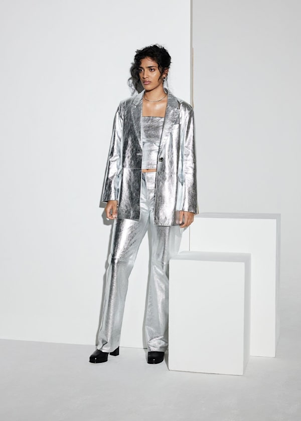 Silver Cosmo Leather Blazer
