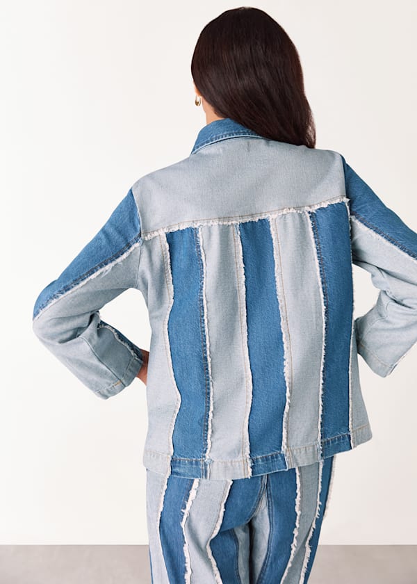 Denim Vertical Stripe Jacket