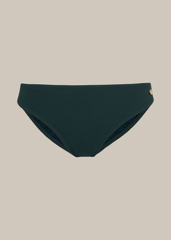 Dark Green Textured Bikini Bottom