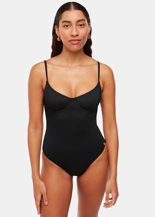 Black Ribbed Underwire Swimsuit