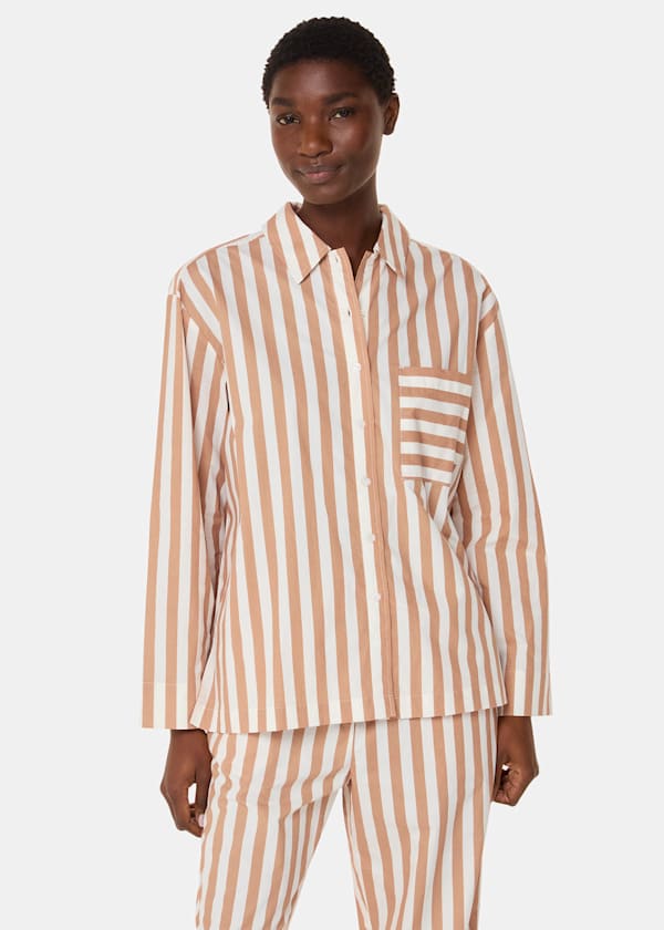 Ivory Cotton Stripe Pyjama Shirt