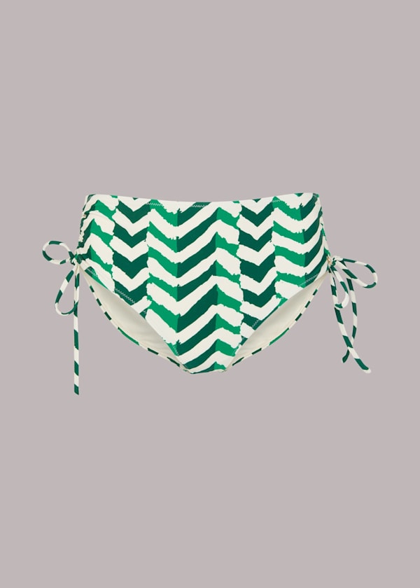 Green Chevron Tie Side Bikini Bottom